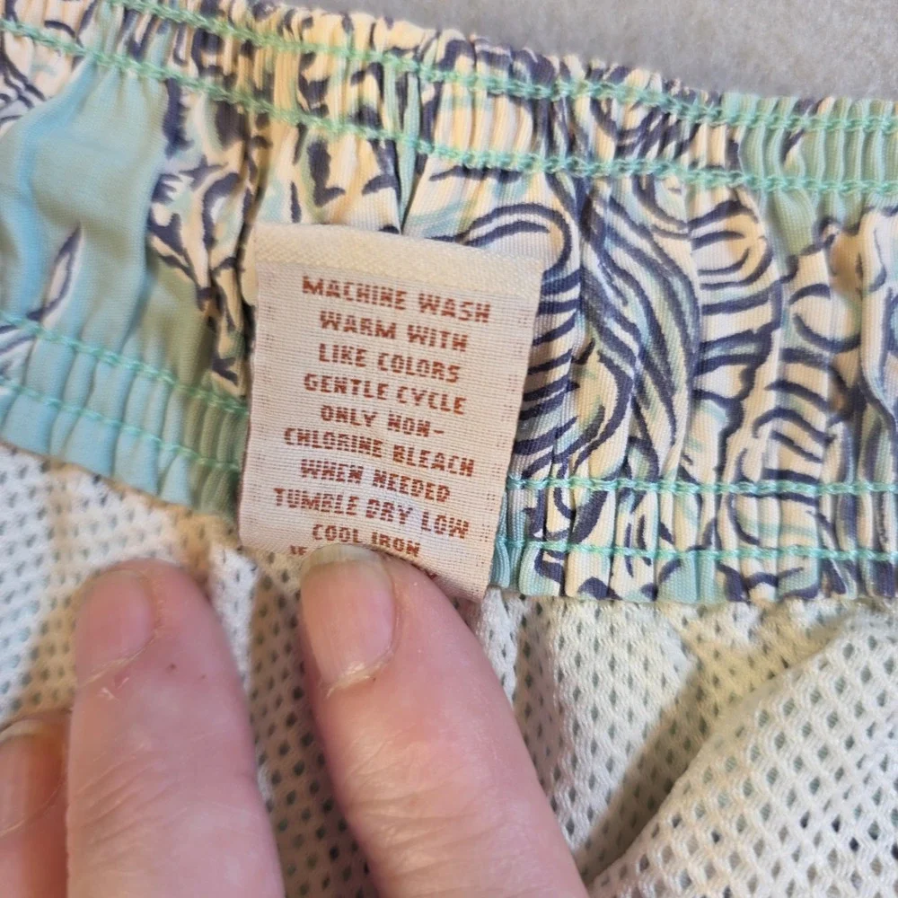 Caribbean Swimwear Men Large Blue Pineapple Print Cargo Board Shorts Swim Trunks